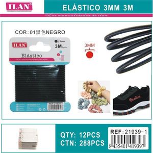 Fascia Elastica ILAN 3mm 3M Nera per Artigianato e Lacci delle Scarpe - Product Image 2