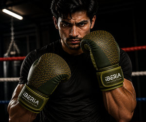 Gants de boxe IBERIA Premium vert olive noir, motif tissé, gants d'entraînement, logo personnalisé, OEM ODM, équipement de boxe en gros - Product Image 6