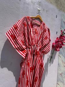 Floral Lobuter Cotton <b>Kaftan</b> Maxi Dress Boho Caftan Women Loose Fit <b>Summer</b> Resort Wear Beach Lounge Dress Vacation outfit - Product Image 6