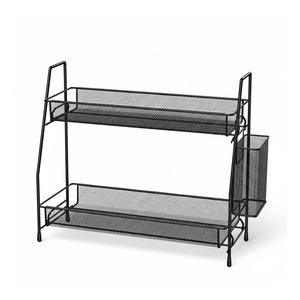 Black Metal 2 Tier Kitchen Rack For <b>Spice</b> <b>Jar</b> Oil Sauce Bottle Storage And Side Space For Cutlery And Sachets From India - Product Image 4