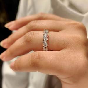 Bague en moissanite plaquée or, argent 925, alliance de luxe pour femme - Product Image 4