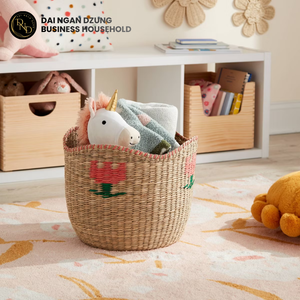 Handmade Natural Seagrass Eco-Friendly Storage <b>Basket</b> for Kitchen <b>Bathroom</b> & Living Room Foldable Vintage Organizer - Product Image 4