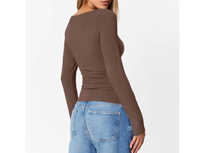 Camiseta Deportiva de Manga Larga con Cuello Alto para Mujer, Elástica, de Secado Rápido, para Entrenamiento, Fitness, Running, Yoga - Product Image 3