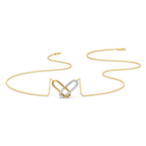 Interwoven Loop Diamond <b>Necklace</b> with Sleek Two Tone Crossover and Modern <b>Infinity</b> Inspired Design - Product Image 2