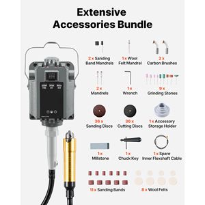 Smerigliatrice Elettrica a Albero Flessibile 1200W 30000RPM con Controllo a Pedale, Kit Accessori da 112 Pezzi, Utensile Rotante per Levigatura e Intaglio, con Pedale a Piede - Product Image 4