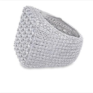 <b>Iced</b> Out Silver Plated 925 Sterling Silver VVS Moissanite Diamond Fashionable Hip Hop Style Diamond <b>Ring</b> - Product Image 1