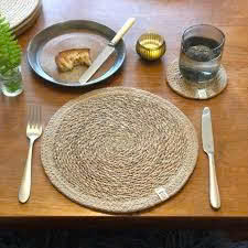 Natural Fiber Seagrass <b>Table</b> <b>Mat</b> Handwoven <b>Round</b> Placemat for Kitchen Dining Decoration - Product Image 2