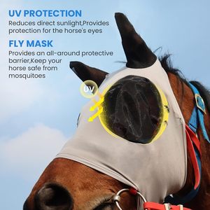 Máscara Antimoscas para Caballos de Punto de Polialgodón de la Mejor Calidad, con Red para las Orejas, Transpirable, en Varios Colores, para el Cuidado Equino - Product Image 2