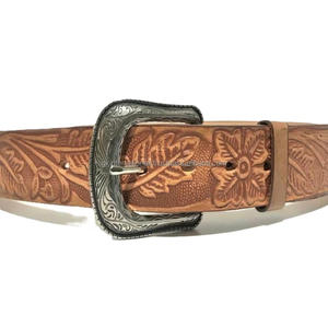 Ceinture en cuir véritable de haute qualité avec gravures florales, pour hommes et femmes, style western, pour jeans ou pantalon - Product Image 3