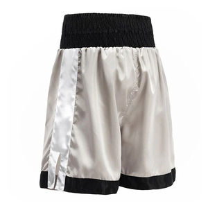 Shorts de boxe unisexes blancs avec bordure noire, séchage rapide, polyester, vêtements d'arts martiaux, taille adulte, coupe classique - Product Image 2
