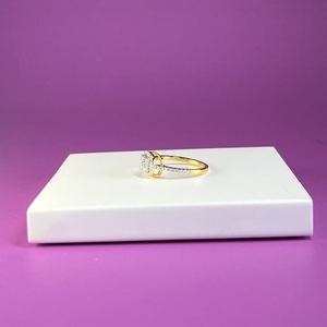 Anillo de Diamantes Naturales con Certificación GGL, Corte Brillante Redondo, Oro Amarillo de 14K para Mujer, con Halo, Estilo Clásico, Regalo de Compromiso - Product Image 4