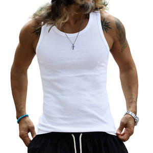 Camiseta sin mangas de punto acanalado blanca para hombre, cuello redondo, color liso, estilo casual - Product Image 1