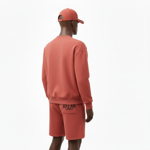 Premium Men Sweatshirt Short Set Cotton Polyester Fleece GSM Solid Custom <b>Heat</b> Transfer Logo Sweatshirt and Shorts Set for Men - Product Image 5