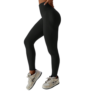 Custom Logo Mid Waist Elastic Waist Seamless Gym for <b>Booty</b> Lifting Workout Activewear Women Tights Yoga Leggings Simple - Product Image 3