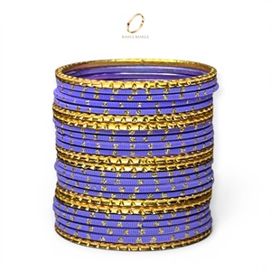Nuevo Diseño Moderno, Brazaletes de Acero Inoxidable con Cristales Chapados en Oro Morado para Niñas, Conjunto de Joyería India para Fiestas y Bodas - Product Image 2