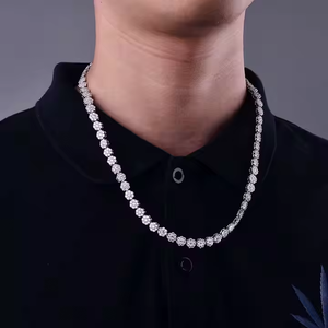 Collier tennis élégant en moissanite, coupe brillante ronde de luxe, chaîne hip-hop, bijoux pour hommes et femmes, cadeau d'anniversaire - Product Image 1