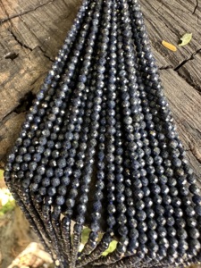 Collier de perles en saphir naturel 3mm, saphir bleu facetté, pierre précieuse de guérison pour la fabrication de bijoux, pierre de naissance de septembre, Modi Gems - Product Image 3