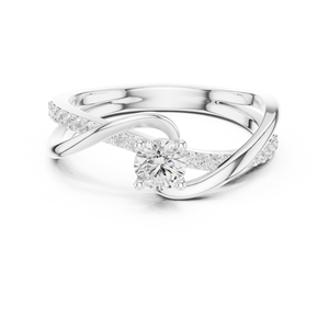 Bague de fiançailles solitaire en argent 925 avec halo de diamants, sertie à griffes, bijou rond brillant pour femme - Product Image 3