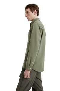 Calidad Premium Drop Shoulder 100% algodón sobre el tamaño OEM y ODM marca personalizada manga completa sólido precio al por mayor camisas para hombres - Product Image 3