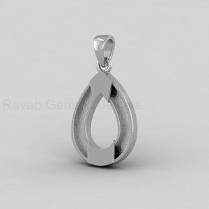 Pendentif breloque en argent sterling 925, forme poire 16x22mm, avec sertissage vierge pour cendres et crin de cheval, pour la création de bijoux commémoratifs et de souvenirs DIY - Product Image 2