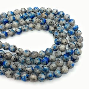 ZUBEDA GEMS JEWELRY Perles naturelles K2 Azurite Kiwi Jasper, brin de 15,5 pouces, lisses, 6mm 8mm 10mm, perles en vrac pour la fabrication de bijoux - Product Image 3