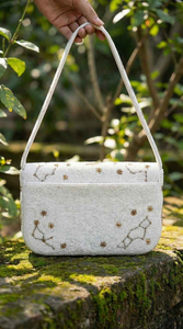 Sac fourre-tout en toile de coton brodé à la main pour femme, avec perles de rocaille, durable, écologique, sac à bandoulière, mode décontractée, shopping - Product Image 5