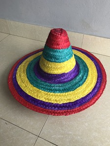 Vietnam natural Straw Bucket <b>Hat</b> With Red <b>Band</b> And Skull Embroidery Patch For Adults Unisex Summer Outdoor Wear - Product Image 5