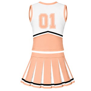 Conjunto de Uniforme de Porristas Peach: Top sin Mangas con Cuello en V y Falda Plisada para Competición de Baile y Rendimiento Deportivo - Product Image 2
