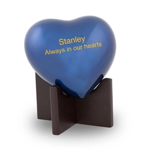 Blue Gray Ceramic With Silver Heart Accent Adult <b>Memorial</b> <b>Keepsake</b> Custom Design Heart Shaped Cremation Urn For Human Ashes - Product Image 6