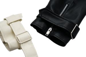 Chaqueta de Cuero para Mujer, de Alta Calidad, Hecha a Medida, Elegante, Estampada, Cortavientos, para Invierno, 100% Algodón, Color Negro y Blanco Sólido - Product Image 6