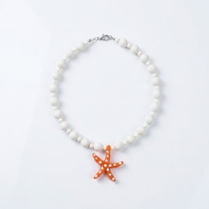 Collar con Colgante de Perla de Imitación y Peridoto con Cadena de Eslabones y Dije de Estrella de Mar, Joyería de Playa Moderna para Mujer, Regalo - Product Image 2