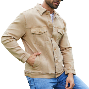Chaqueta de Mezclilla de Algodón para Hombre, Estilo Casual, Color Sólido, Cuello Solapa, Cierre de Botón, Chaqueta Vaquera para Hombre, Otoño, Corte Ajustado, Calidad - Product Image 3