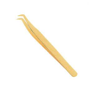 Pince à cils DANTRIC IMPLANTS plaquée or, antistatique, 10 mm, pointe lisse, outil de précision pour l'application d'extensions de cils - Product Image 3
