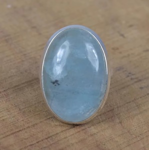 Anillo de Plata de Ley 925 con Aguamarina Natural Ovalada, Hecho a Mano, Elegante, Fabricante y Proveedor de Joyería Fina, Venta al Por Mayor - Product Image 3