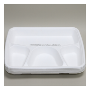 Nouvelle Assiette Carrée Légère en Bagasse à 3 Compartiments, Biodégradable, Écologique, Compatible Micro-ondes, Compostable à Domicile en Gros - Product Image 2