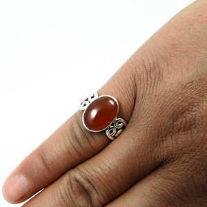 Natural Oval Cut Bezel Set Carnelian <b>Ring</b> <b>Statement</b> Boho Jewelry Handmade 925 Sterling <b>Silver</b> <b>Ring</b> Perfect For All Occasions - Product Image 2