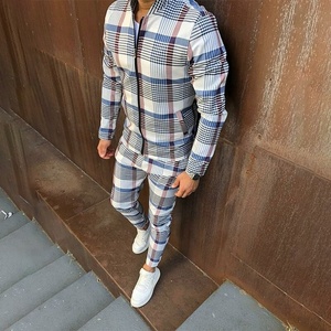 Traje de chándal con cremallera frontal para hombre, ropa urbana personalizada con dobladillo acanalado y puños, tejido estampado con cremallera, sublimado - Product Image 4