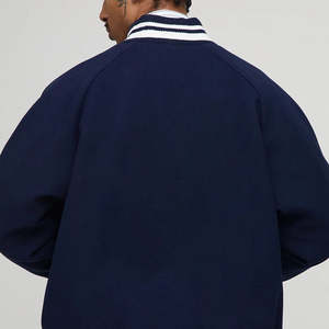 2026 Blank Design Solid <b>Navy</b> Color Varsity Jacket for <b>Men</b> 100% Cotton Fabric Solid Pattern Button Up <b>Men's</b> Wear Winter Jacket - Product Image 5