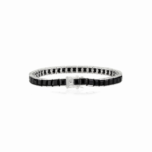 Pulsera de tenis unisex de lujo de plata de ley 925 con ónix negro natural talla princesa, precio al por mayor - Product Image 6