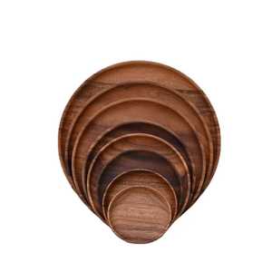 Modern Custom Engraved Wood Round <b>Plates</b>-Eco-Friendly <b>Disposable</b> Business Gift Dinnerware - Product Image 1