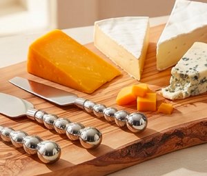 Ensemble de 4 couteaux à fromage élégants plaqués argent avec manche perlé, écologiques, pour la découpe du fromage, la table à manger et les mariages - Product Image 6