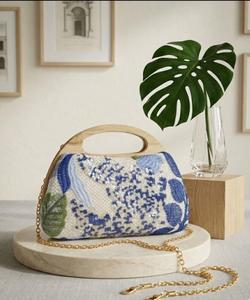 Blue Floral <b>Sequin</b> Clutch <b>Bag</b> Chain Strap Evening Purse Handled Party Clamshell <b>Bag</b> for Banquet Wedding - Product Image 2