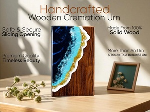 Ocean Resin Wood <b>Box</b> Handmade <b>Memorial</b> Keepsake Blue Resin Art Ashes Urn Handcrafted Ocean Resin Wooden <b>Memorial</b> Urn - Product Image 3
