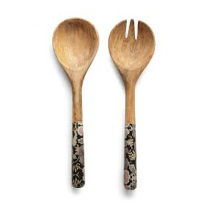 Juego de utensilios de madera de lujo para ensaladas con asas únicas de hueso batik, utensilios de madera ecológicos para mezclar y servir, al mejor precio. - Product Image 6