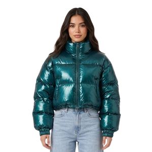 Chaqueta Corta Acolchada para Mujer, Estilo Urbano, Térmica, Manga Larga, Tejido Transpirable, Cierre Completo - Product Image 4