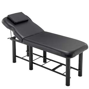 Cama de Salón Profesional Negra Ajustable con Reposacabezas Extraíble, Estante Inferior de Almacenamiento, Capa de Espuma Viscoelástica, Mesa de Masaje Ajustable - Product Image 1
