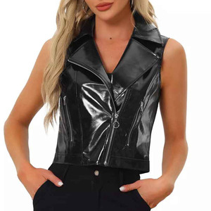 Chaleco de Cuero Genuino para Mujer con Logotipo Personalizado Profesional, Transpirable, Nuevo, Cálido, Estilo Biker Steampunk, de Alta Calidad, con Cierre y Botones - Product Image 3