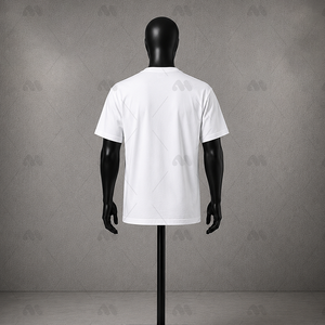 Camiseta Blanca de Manga Corta para Hombre, Cuello Redondo, Corte Regular, Algodón Tejido, Color Sólido Informal, Diseño Liso, Logotipo Frontal, 220g - Product Image 6