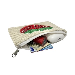 Strawberry <b>Beaded</b> Zipper <b>Large</b> Storage Pouch Fruit Sequin Clutch Summer Purse Multicolor Handmade Eco-Friendly Unisex Gift - Product Image 2