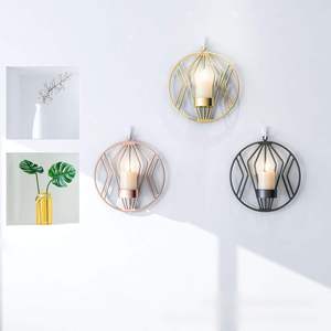 Support mural géométrique en fer pour bougies, chandelier moderne en métal pour la décoration intérieure du salon et des fêtes de mariage - Product Image 4